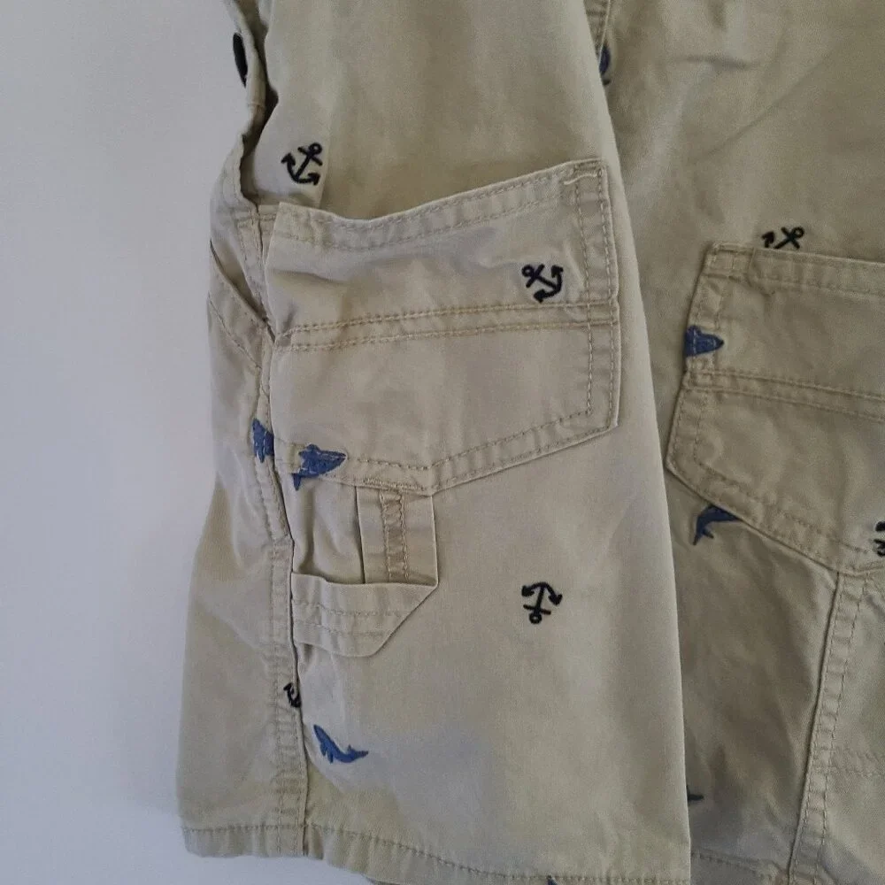 OSHKOSH B'GOSH VESTBAK OVERALLS -BLUE ANCHORS AND WHALE PATTERN- TODDLER 3T